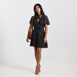 Chiffon Wrap Dress with Neck Tie